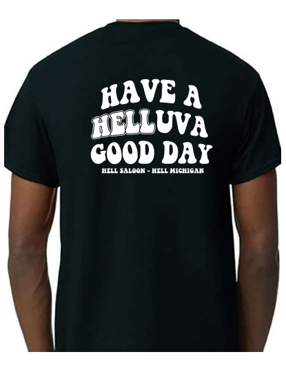 Short Sleeve Black Tee Shirt: Hell, Michigan